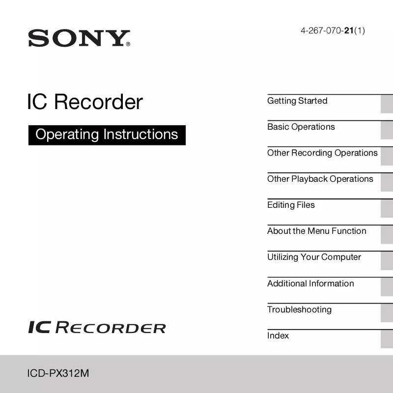 Mode d'emploi SONY ICD-PX312M