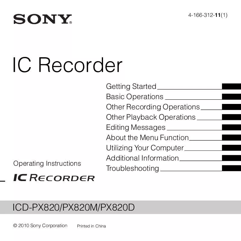 Mode d'emploi SONY ICD-PX820D