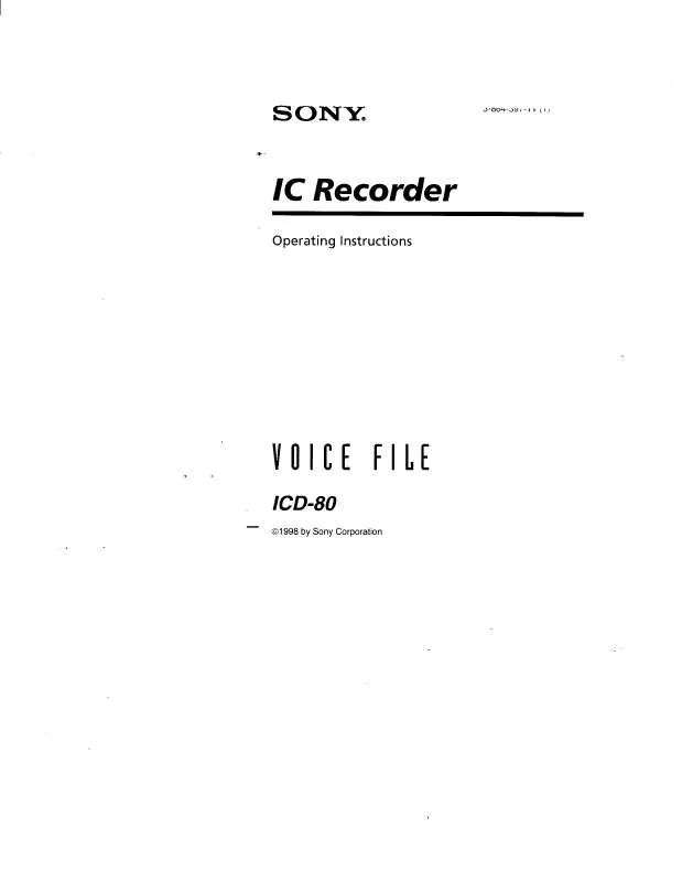 Mode d'emploi SONY ICD-80
