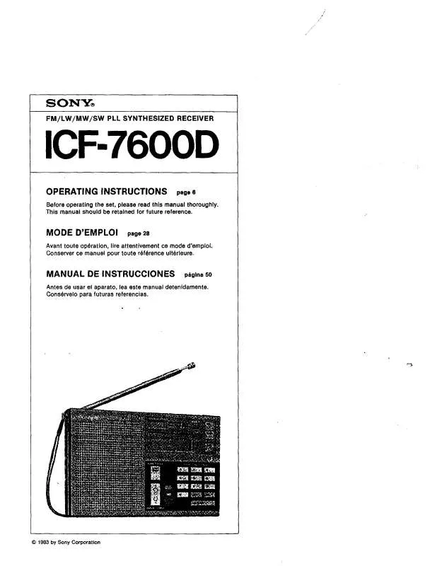 Mode d'emploi SONY ICF-7600D