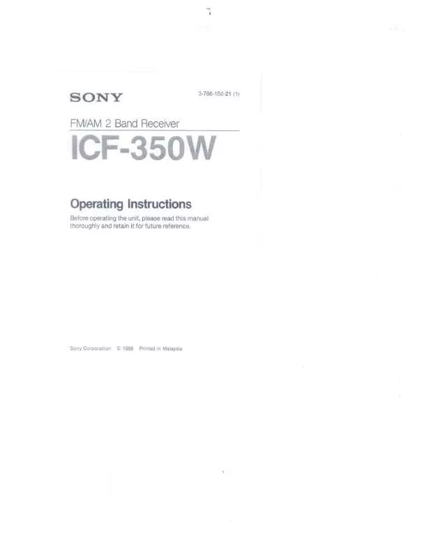 Mode d'emploi SONY ICF-350W