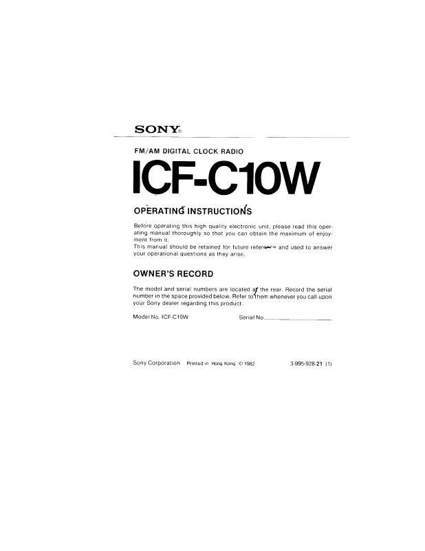 Mode d'emploi SONY ICF-C10W
