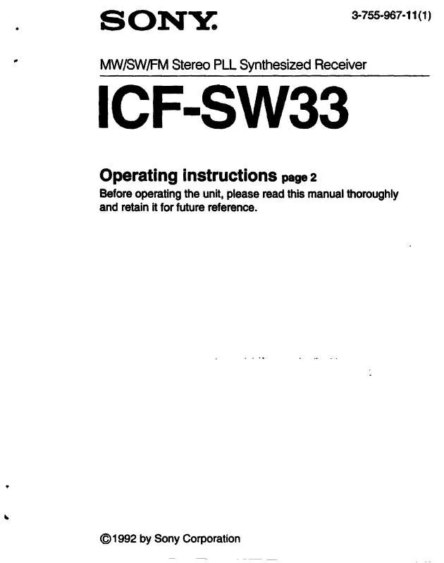 Mode d'emploi SONY ICF-SW33