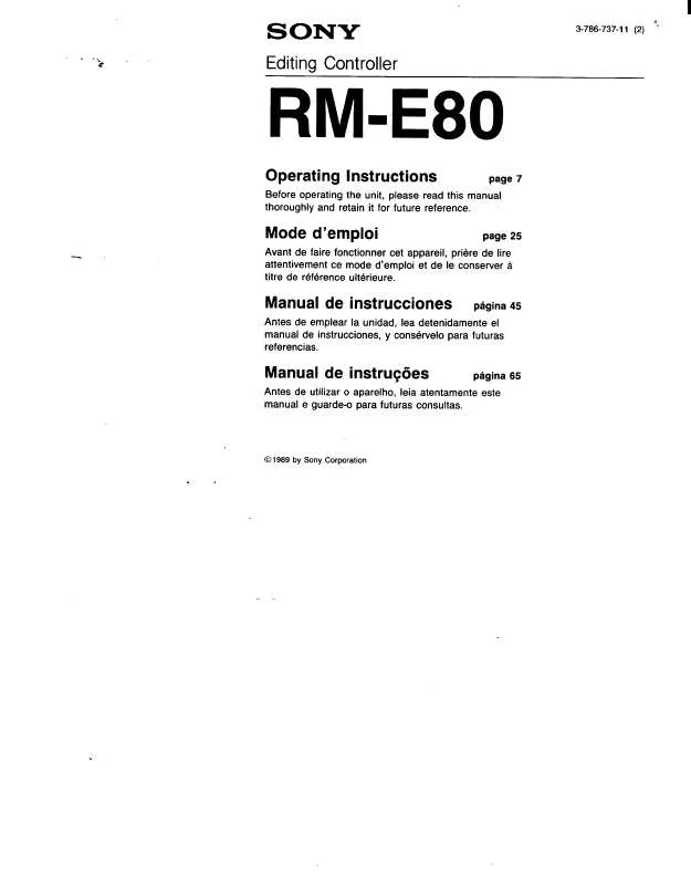 Mode d'emploi SONY RM-E80