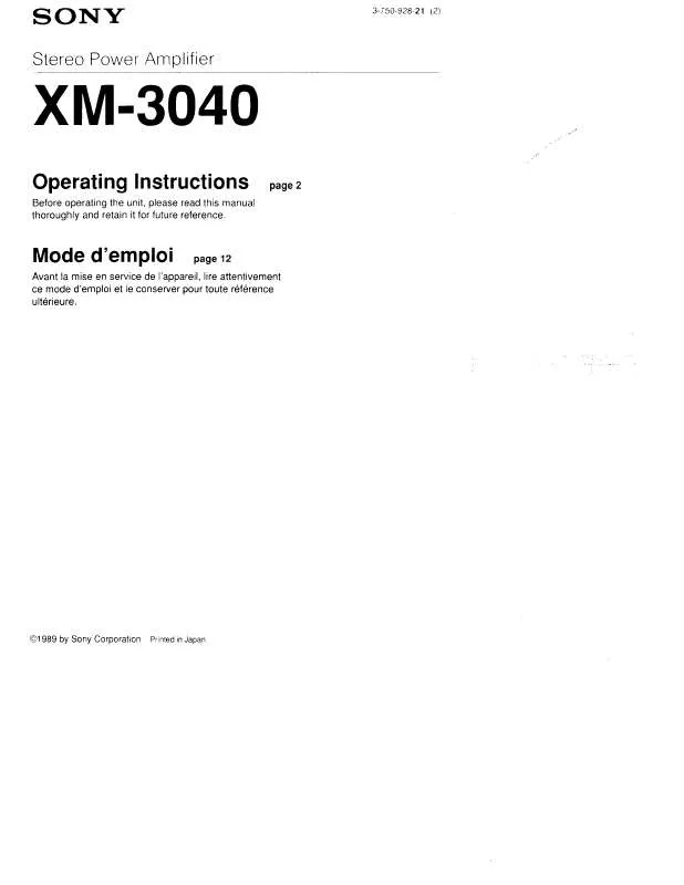 Mode d'emploi SONY XM-3040