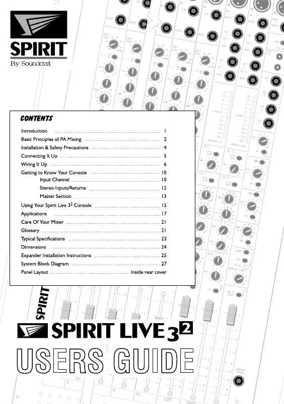 Mode d'emploi SOUNDCRAFT SPIRIT LIVE 32