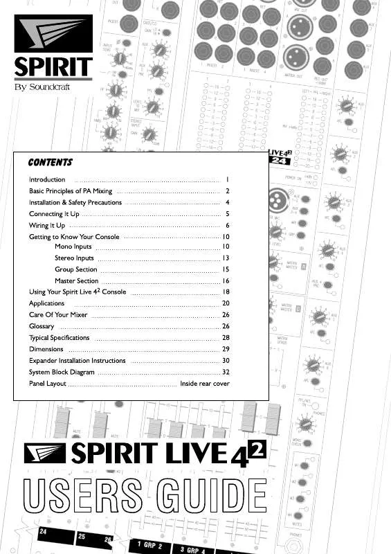 Mode d'emploi SOUNDCRAFT SPIRIT LIVE 42