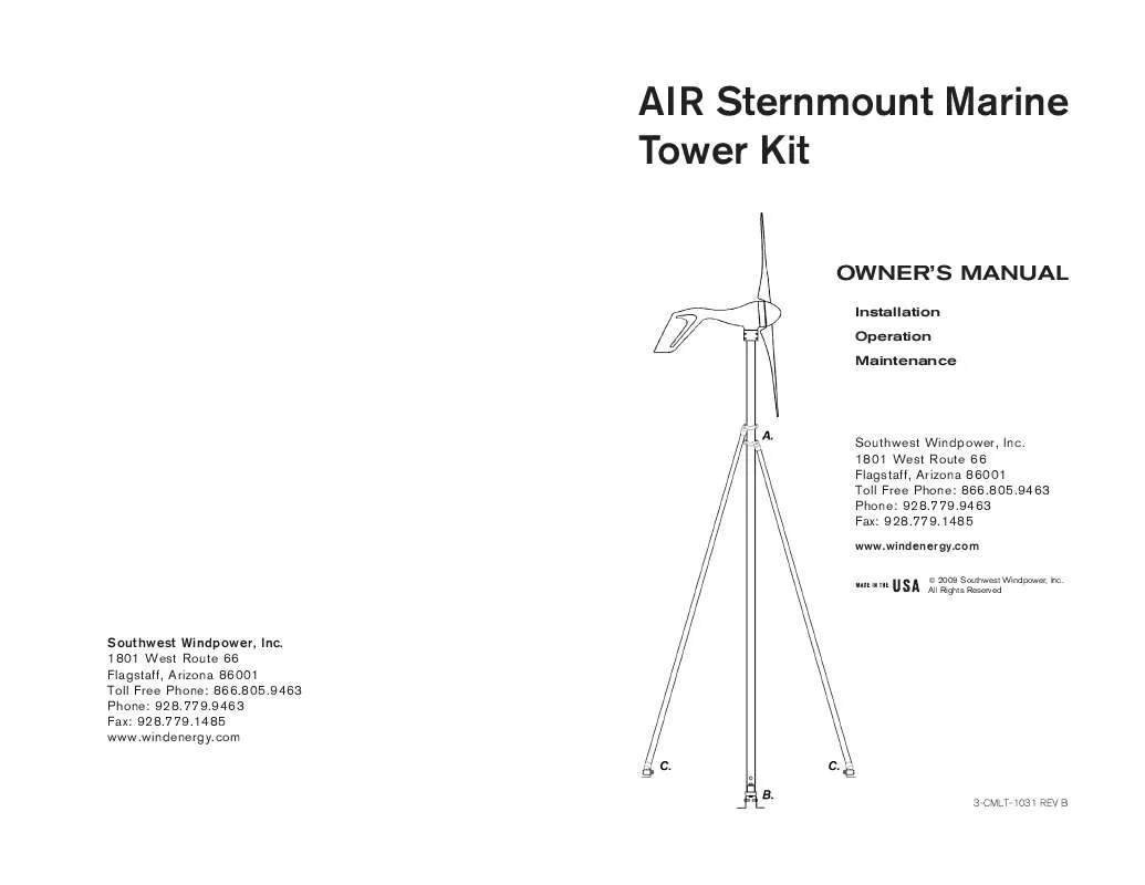 Mode d'emploi SOUTHWEST WINDPOWER AIR STERNMOUNT MARINE TOWER KIT