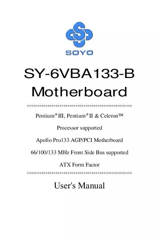 Mode d'emploi SOYO SY-6VBA133-B