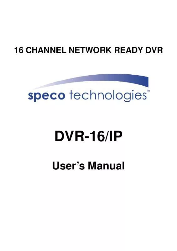 Mode d'emploi SPECO DVR-16/IP