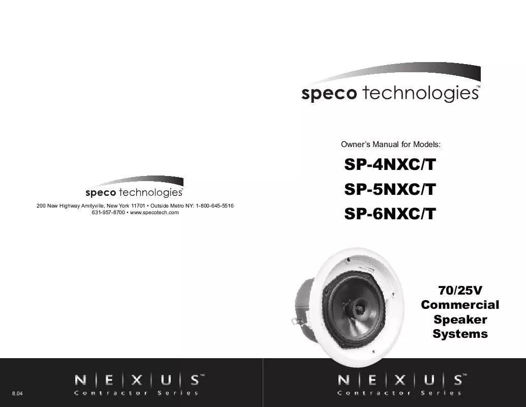 Mode d'emploi SPECO SP-4NXC-T
