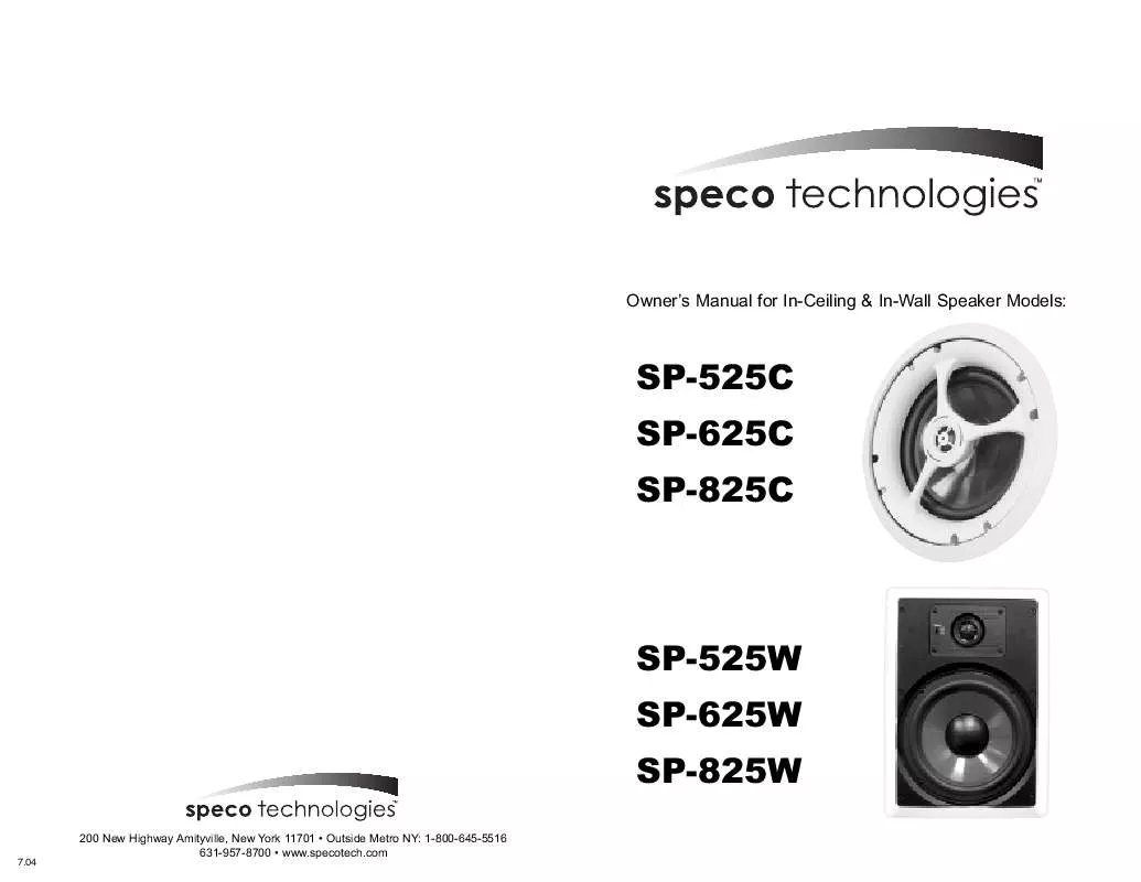 Mode d'emploi SPECO SP-625C