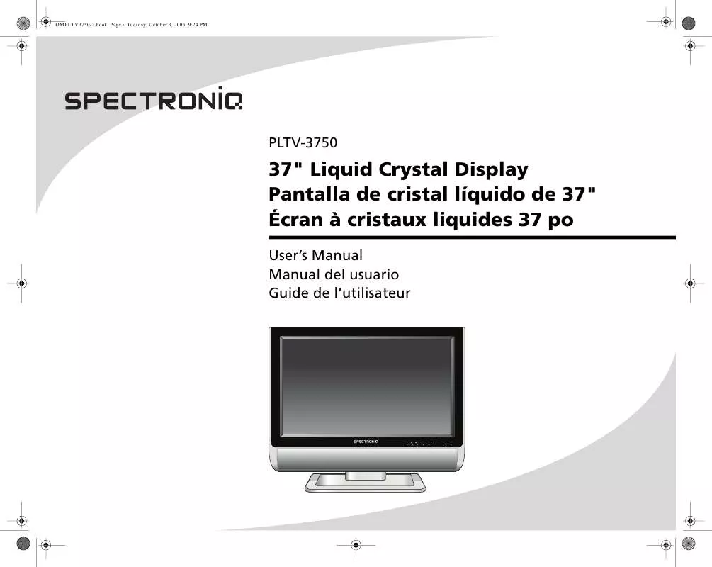 Mode d'emploi SPECTRONIQ PLTV-3750