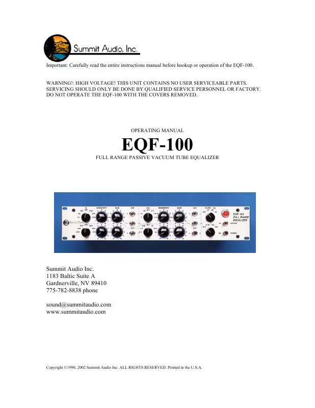 Mode d'emploi SUMMIT EQF-100