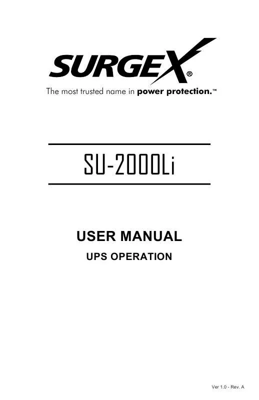 Mode d'emploi SURGEX SU-2000LI