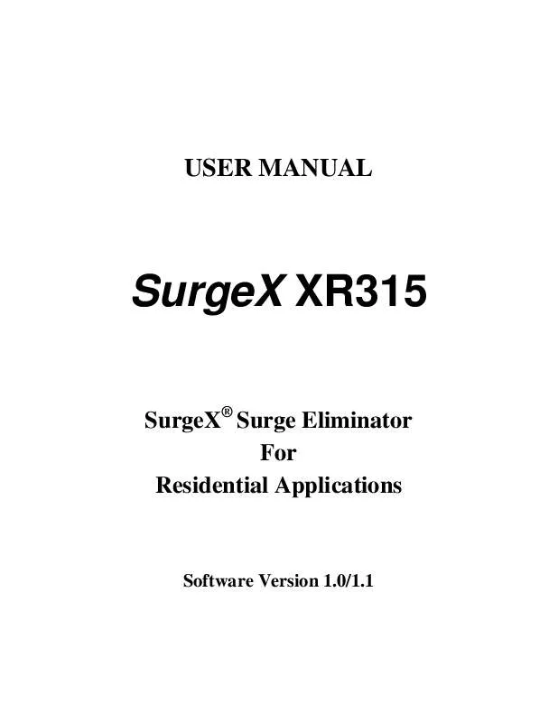 Mode d'emploi SURGEX XR315 1.0