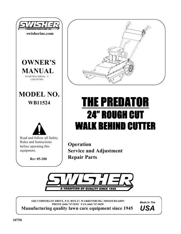 Mode d'emploi SWISHER WB11524
