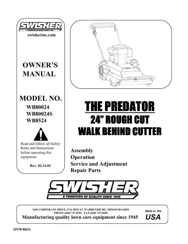 Mode d'emploi SWISHER WB824