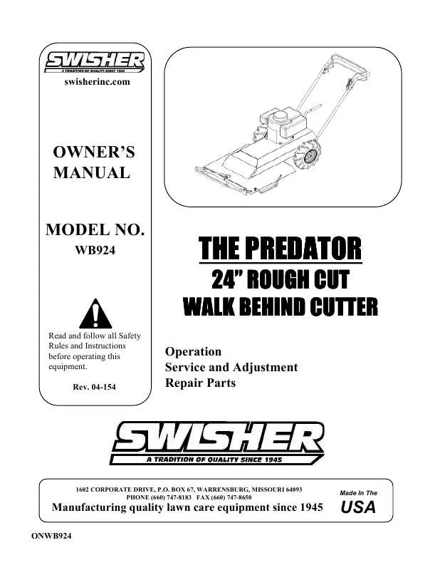 Mode d'emploi SWISHER WB924