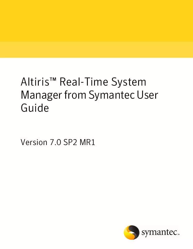 Mode d'emploi SYMANTEC ALTIRIS REAL-TIME SYSTEM MANAGER 7.0 SP2