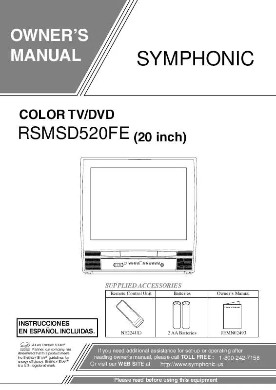Mode d'emploi SYMPHONIC RSMSD520FE