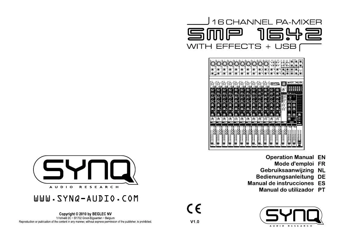 Mode d'emploi SYNQ AUDIO RESEARCH SMP 16.42