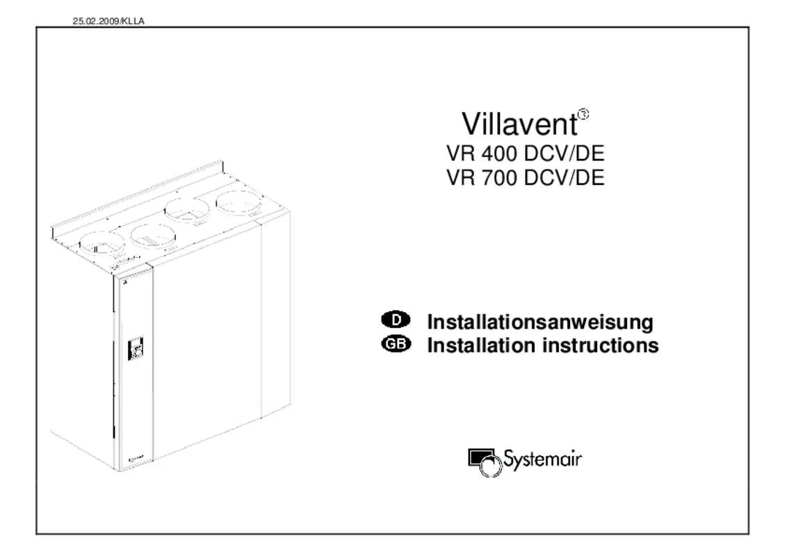 Mode d'emploi SYSTEMAIR VR 700 DCV