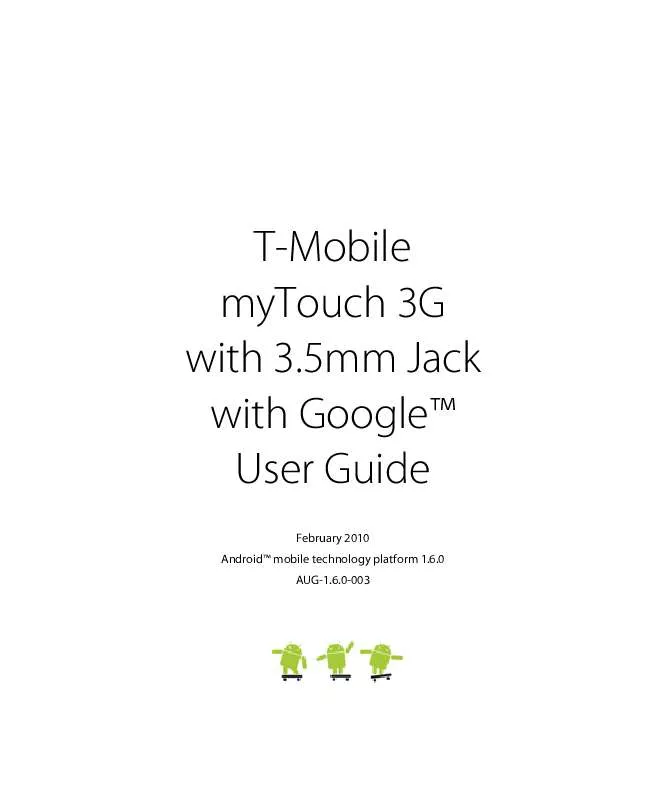 Mode d'emploi T-MOBILE MYTOUCH 3G