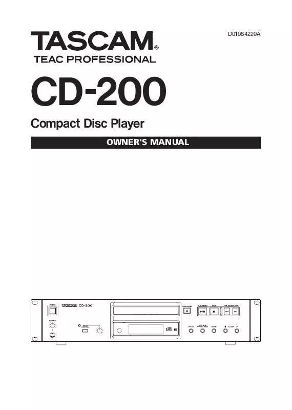 Mode d'emploi TASCAM CD-200
