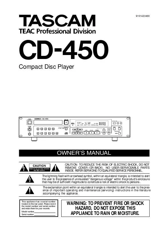 Mode d'emploi TASCAM CD-450