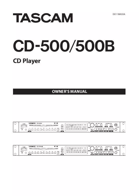Mode d'emploi TASCAM CD-500