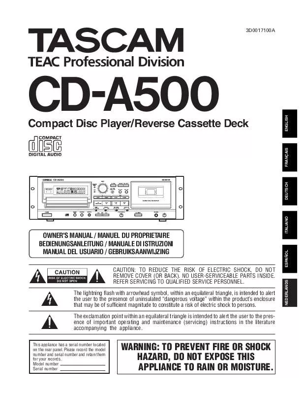 Mode d'emploi TASCAM CD-A500