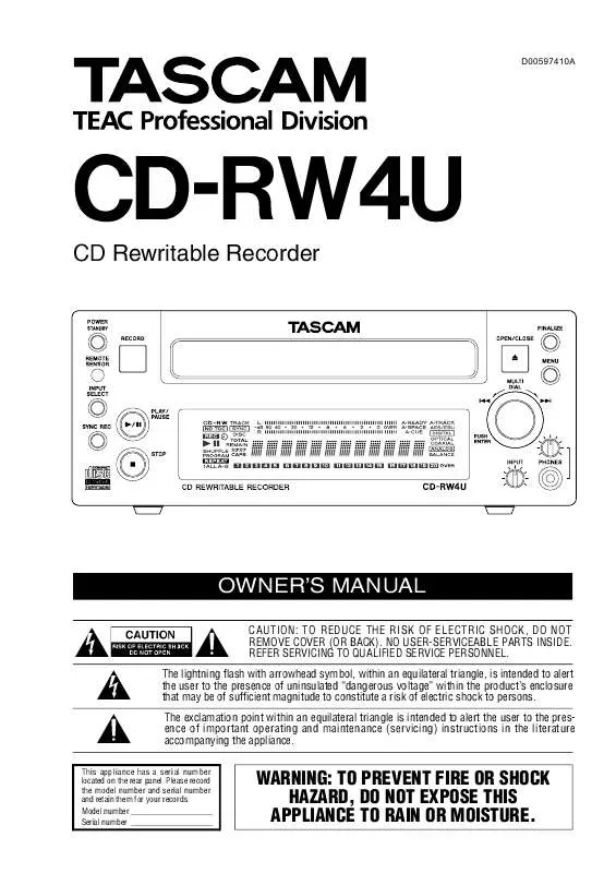 Mode d'emploi TASCAM CD-RW4U