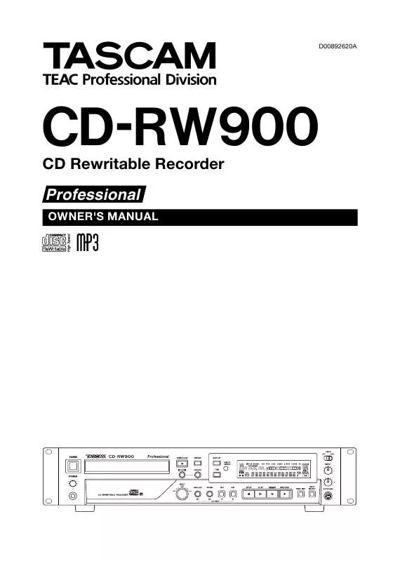 Mode d'emploi TASCAM CD-RW900
