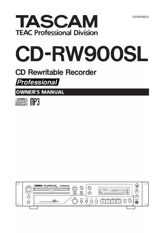 Mode d'emploi TASCAM CD-RW900SL