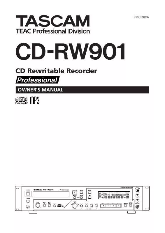Mode d'emploi TASCAM CD-RW901