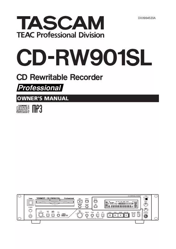 Mode d'emploi TASCAM CD-RW901SL