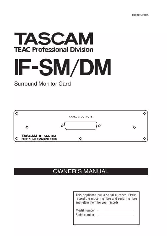 Mode d'emploi TASCAM IF-SM/DM