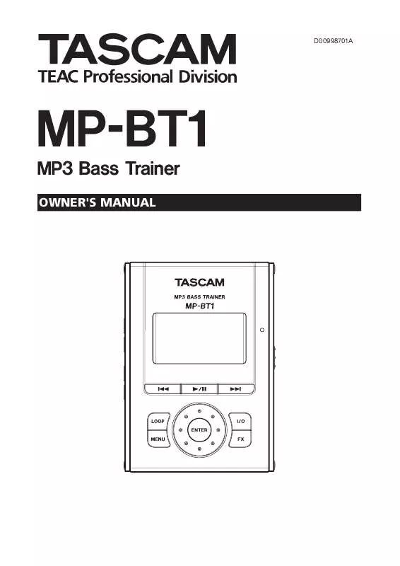 Mode d'emploi TASCAM MP-BT1