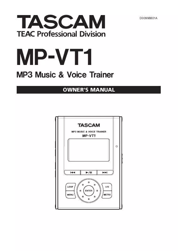 Mode d'emploi TASCAM MP-VT1