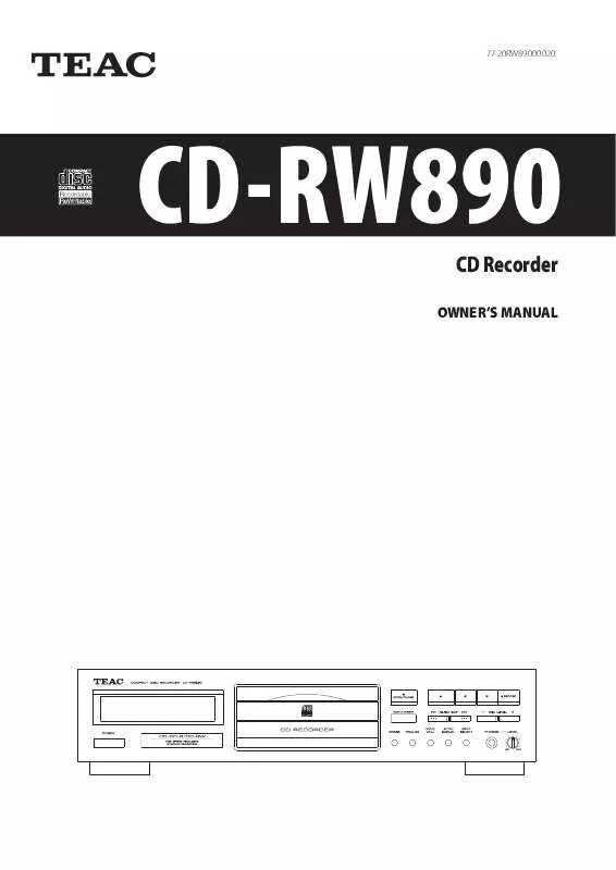 Mode d'emploi TEAC CD-RW890