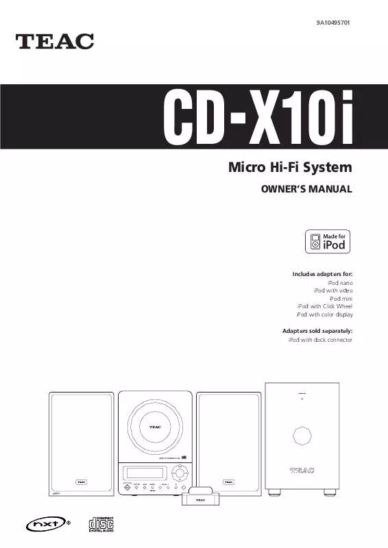 Mode d'emploi TEAC CD-X10I