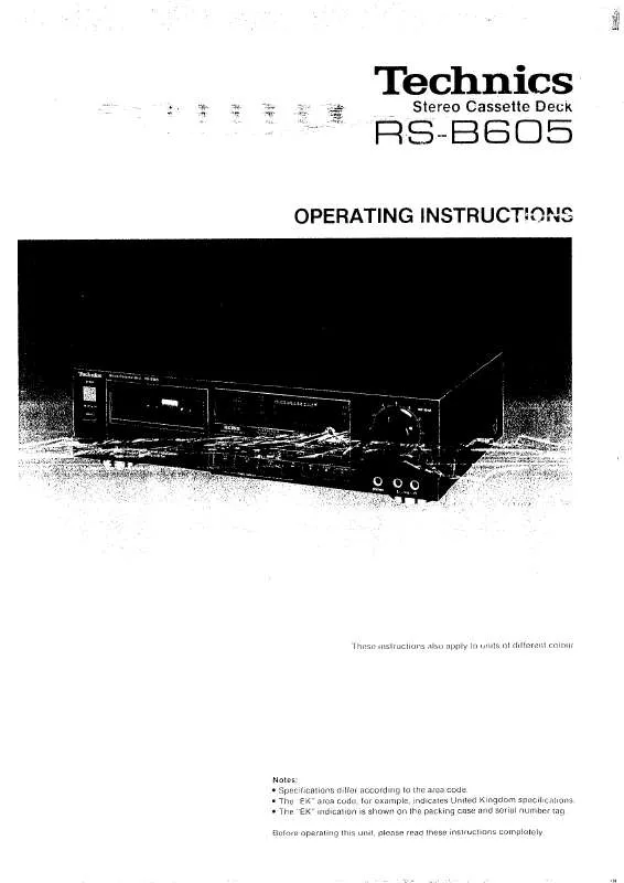 Mode d'emploi TECHNICS RS-B605