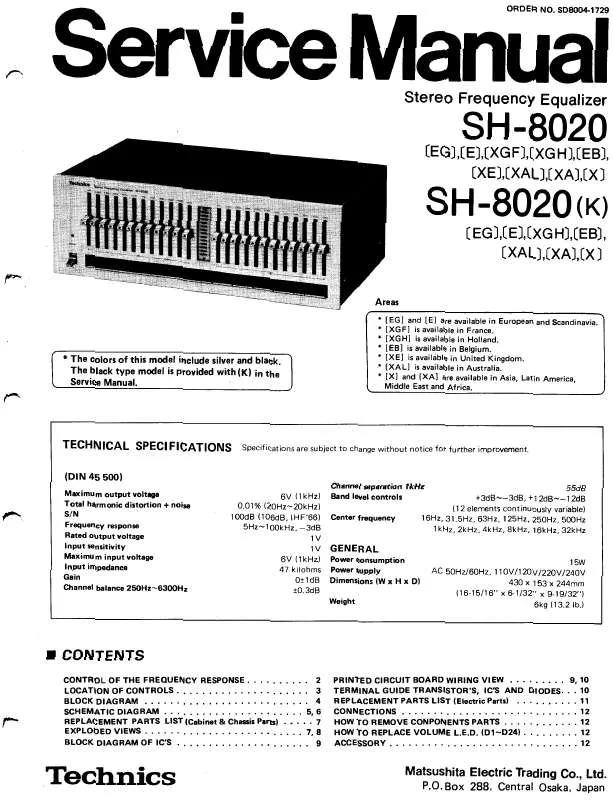 Mode d'emploi TECHNICS SH-8020