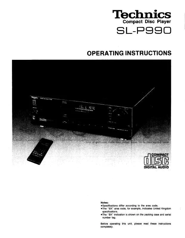Mode d'emploi TECHNICS SL-P990