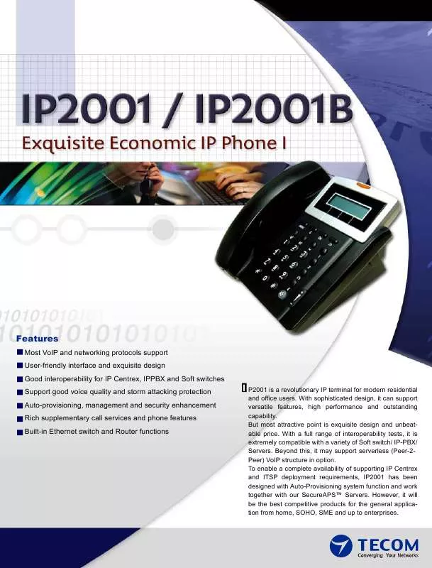 Mode d'emploi TECOM IP2001B