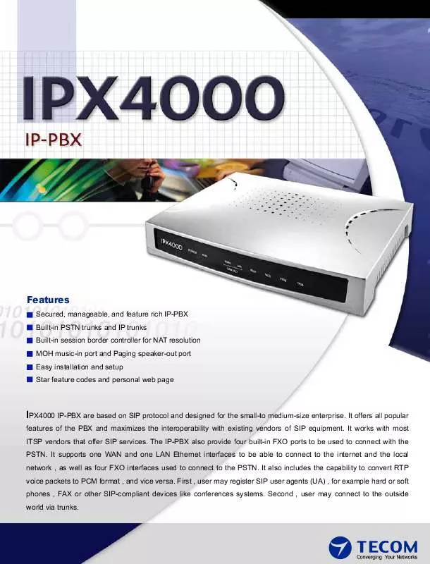 Mode d'emploi TECOM IPX4000