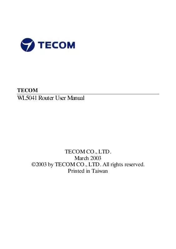 Mode d'emploi TECOM WL5041