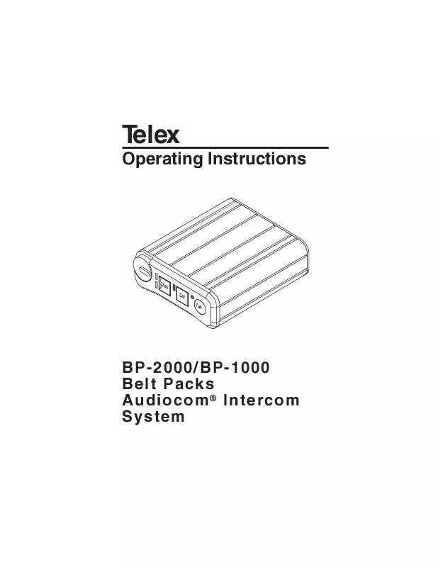 Mode d'emploi TELEX AUDIOCOM BP-1000