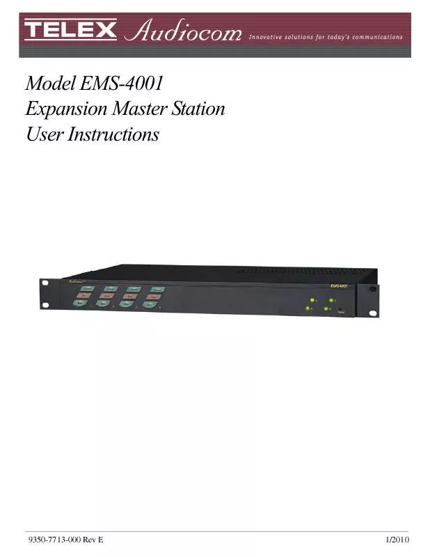 Mode d'emploi TELEX AUDIOCOM EMS-4001